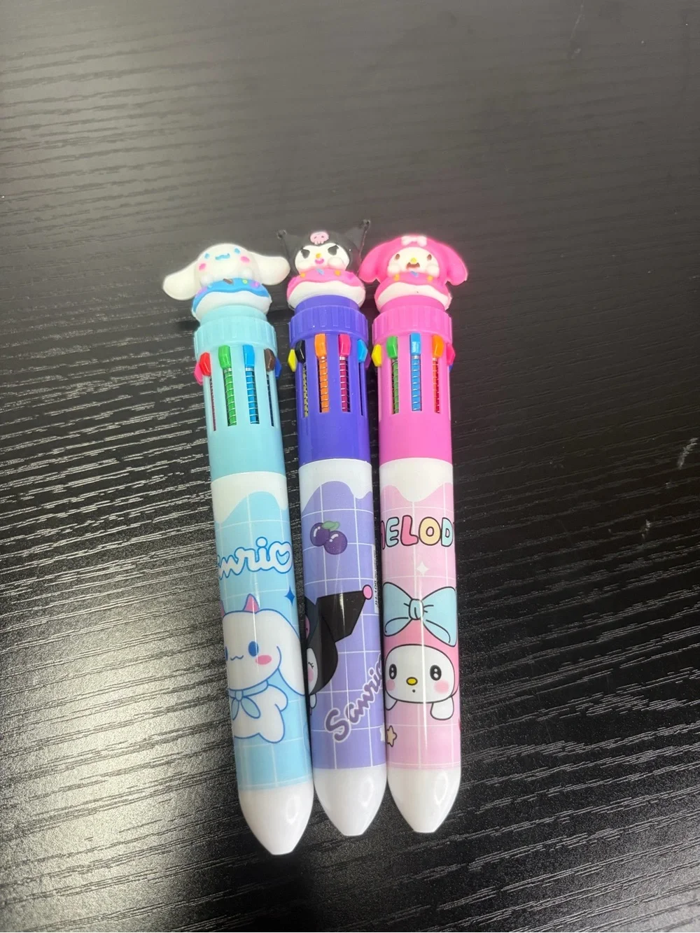 3 NEW Sanrio Pastel Multi-Ink Character Pens - Blue, Purple, Pink